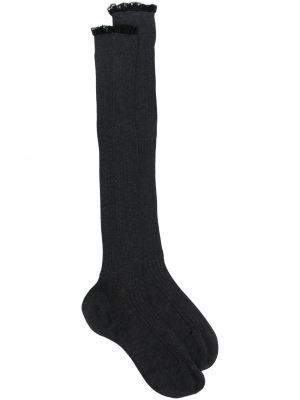 Čipkované ponožky Prada sivá
