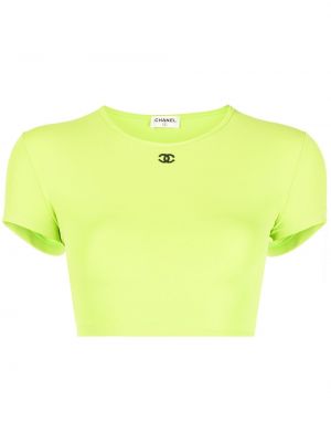 T-krekls ar izšuvumiem Chanel Pre-owned zaļš