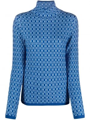 Жакардов пуловер с абстрактен десен Marni синьо