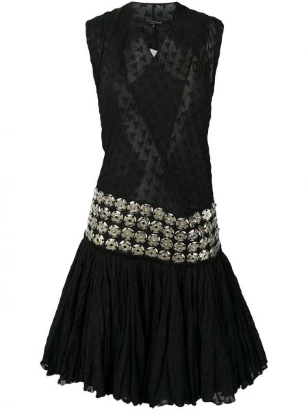 Bavlněné šaty s odhalenými zády s výšivkou bez rukávů Junya Watanabe Comme Des Garçons Pre-owned - černá