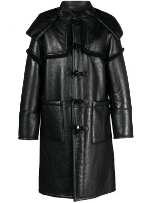 Palton din piele Roberto Cavalli negru