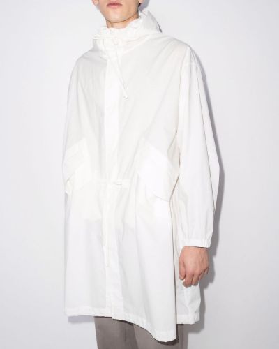Kabát s kapucí s potiskem Jil Sander bílý