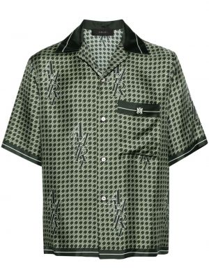 "houndstooth" rašto šilkinė marškiniai Amiri žalia
