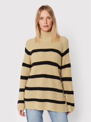 Relaxed fit dryžuotas megztinis Custommade smėlinė