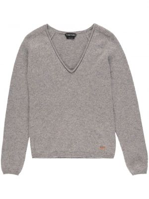 Kašmírový sveter s výstrihom do v Tom Ford sivá