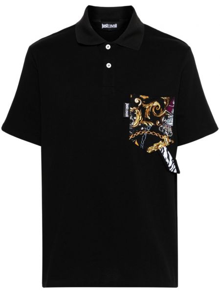 Kokvilnas polo krekls ar apdruku Just Cavalli melns