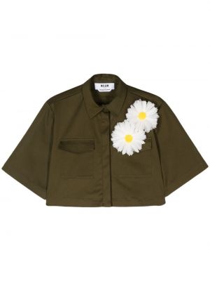 Chemise à fleurs avec applique Msgm vert