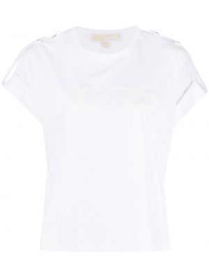 Памучна тениска с принт Michael Kors бяло