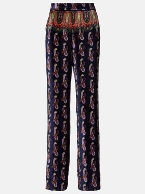 Rovné nohavice s vysokým pásom s paisley vzorom Etro
