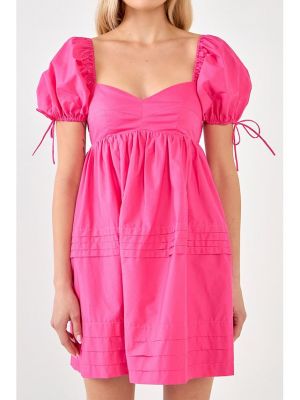Платье мини с пышными рукавами English Factory розовое