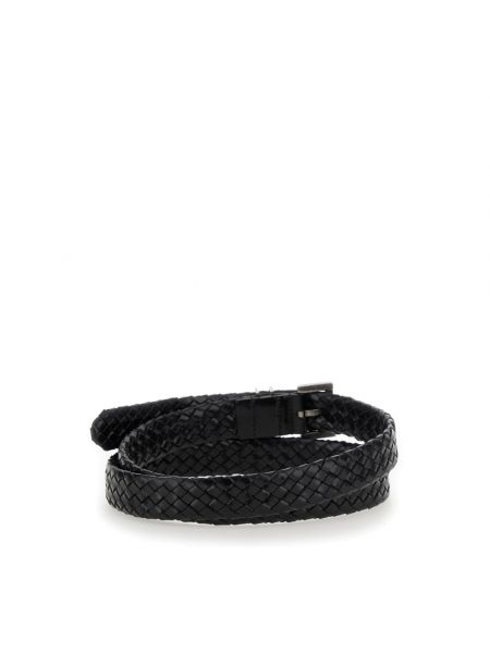 Cinturón de cuero con trenzado Saint Laurent negro