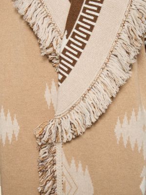 Cappotto di lana in maglia in tessuto jacquard Alanui beige