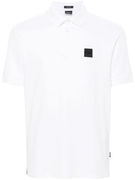 Polo avec applique Boss blanc