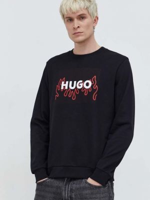 Bluza bawełniana z nadrukiem Hugo czarna