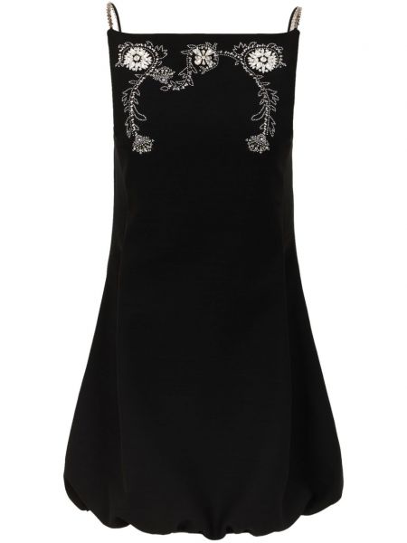 Φλοράλ μάλλινη βραδινό φόρεμα με κέντημα Rabanne μαύρο