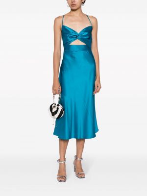 Hedvábné midi šaty Michelle Mason modré