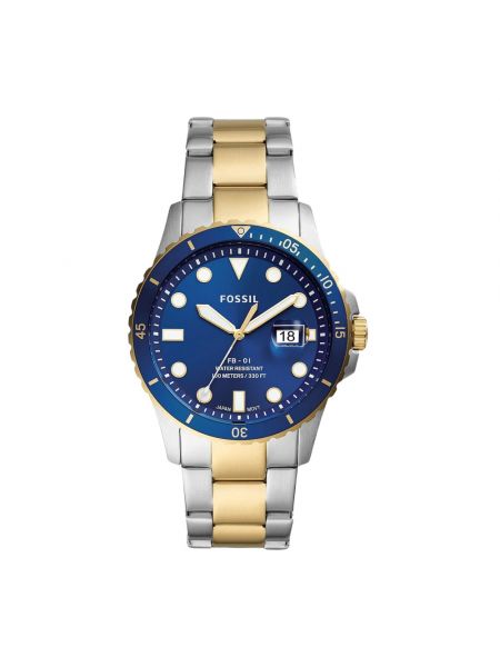 Armbanduhr aus edelstahl Fossil blau