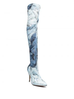 Leder stiefelette mit print Moschino Jeans blau