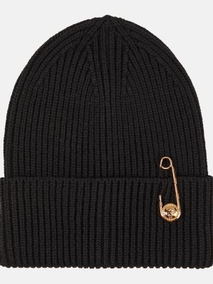 Вълнена шапка Versace черно