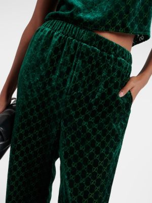 Sametist velvetist sirged püksid Gucci roheline