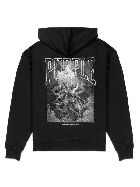 Raštuotas medvilninis džemperis su gobtuvu Purple Brand