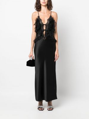 Krajkové hedvábné saténové koktejlové šaty Alexander Wang černé
