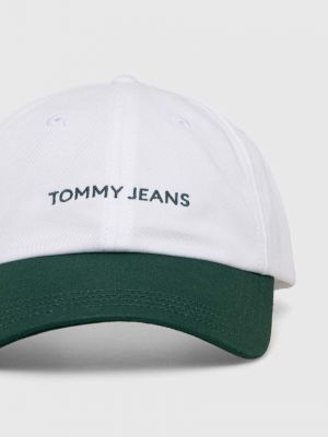 Czapka z daszkiem bawełniana Tommy Jeans biała