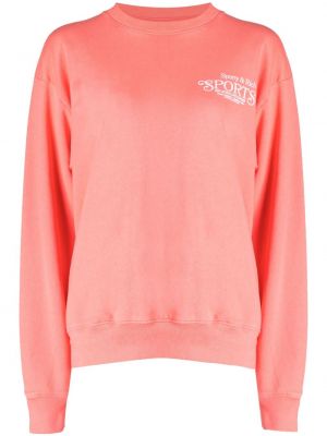 Fleecový svetr s výšivkou jersey Sporty & Rich růžový