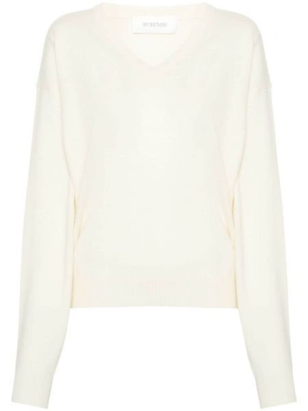 Пуловер с v-образно деколте Sportmax бяло