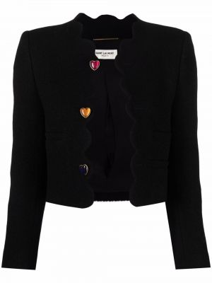 Μπουφάν με κουμπιά tweed με μοτίβο καρδιά Saint Laurent μαύρο