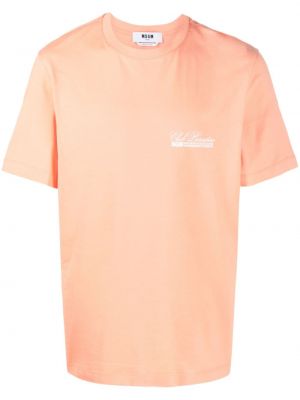 Bavlnené tričko s potlačou Msgm oranžová