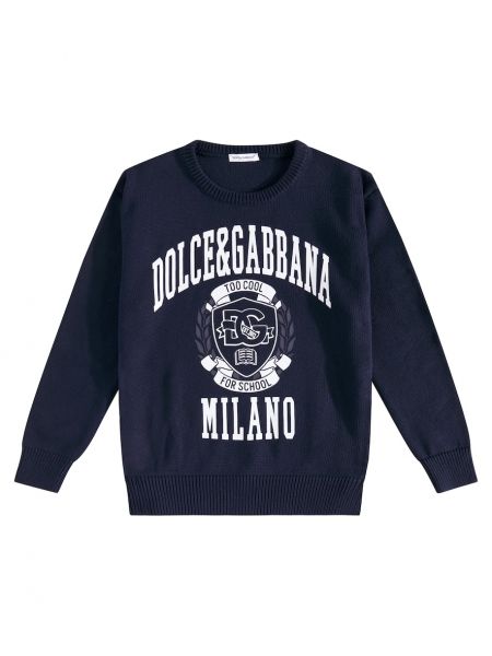 Trykt bomuld striktrøje for drenge Dolce&gabbana Kids blå