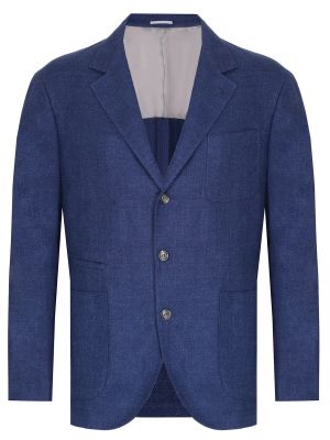 Льняной пиджак Brunello Cucinelli синий