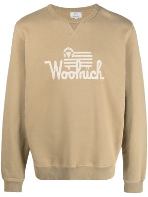 Sweat en coton à imprimé Woolrich beige