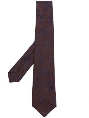 Žakárová kravata s paisley vzorom Kiton hnedá