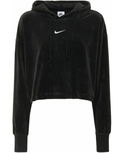 Welurowa bluza z kapturem bawełniana Nike czarna