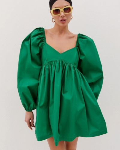 Утепленное платье топ-топ зеленое