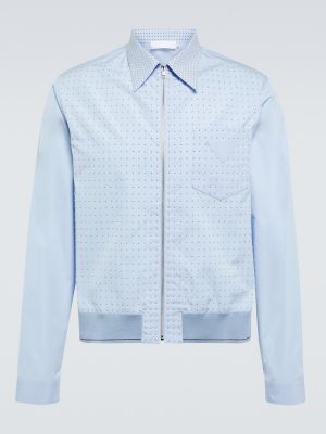 Kokvilnas krekls ar rāvējslēdzēju Prada zils