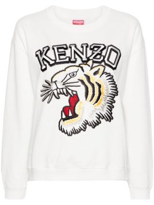 Sweat en coton et imprimé rayures tigre Kenzo blanc