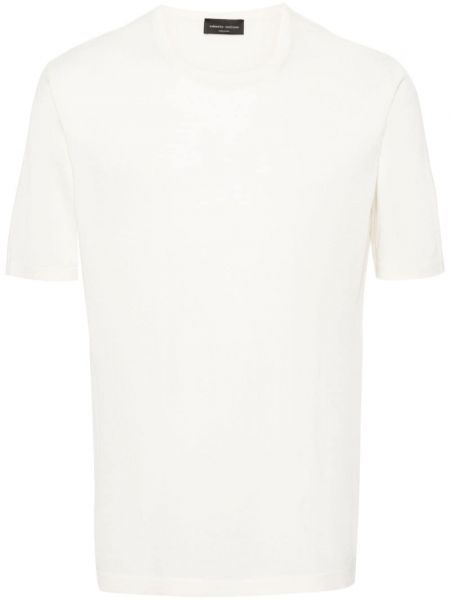 Pletené bavlnené tričko Roberto Collina biela