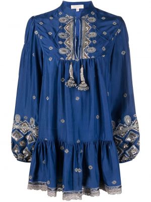 Kleid mit stickerei Somi blau