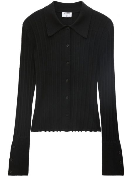 Πλεκτό πουκάμισο Filippa K μαύρο