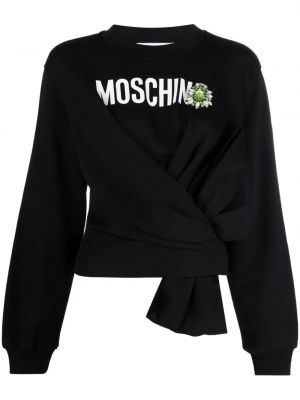 Bluza z nadrukiem drapowana Moschino czarna