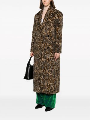 Manteau de fourrure à imprimé à imprimé léopard Msgm marron