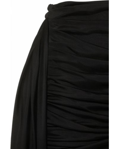 Drapované asymetrické midi sukně s vysokým pasem Andreadamo černé