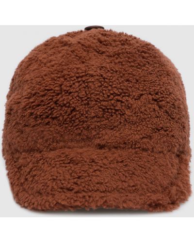 Кожаная кепка с мехом Yves Salomon коричневая