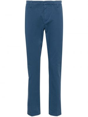 Bombažne slim fit hlače chino Dondup modra
