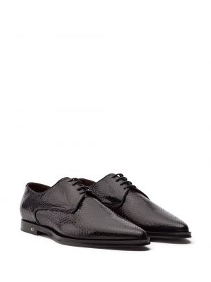 Zapatos derby de cuero de estampado de serpiente Dolce & Gabbana negro