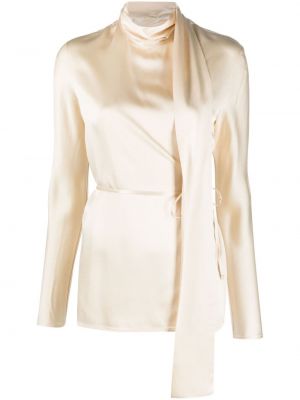 Сатенена блуза Semicouture бяло