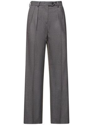 Plisované vlněné kalhoty relaxed fit Dunst šedé